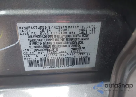 2024 Nissan Sentra Sv Xtronic Cvt from USA, damaged, VIN 3N1AB8CV8RY308799